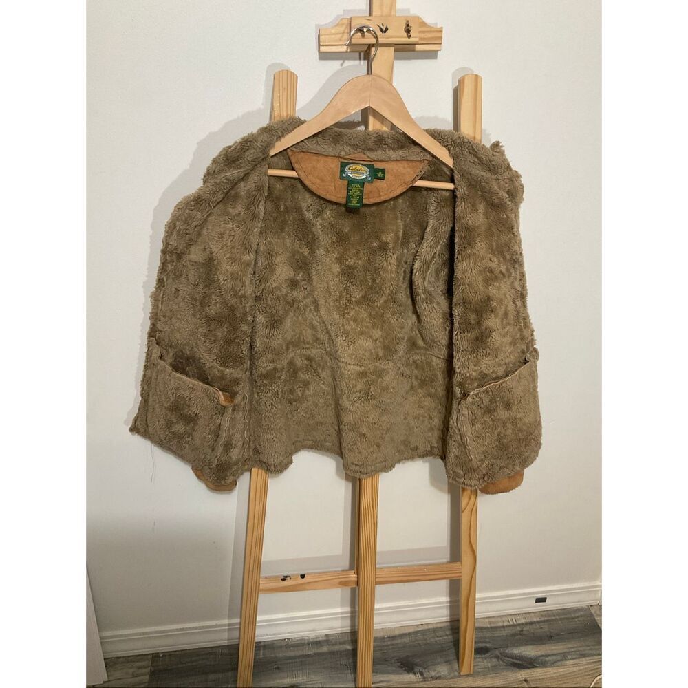 Cabela’s Faux suede and shearling open front jacket size medium - Picture 3 of 9